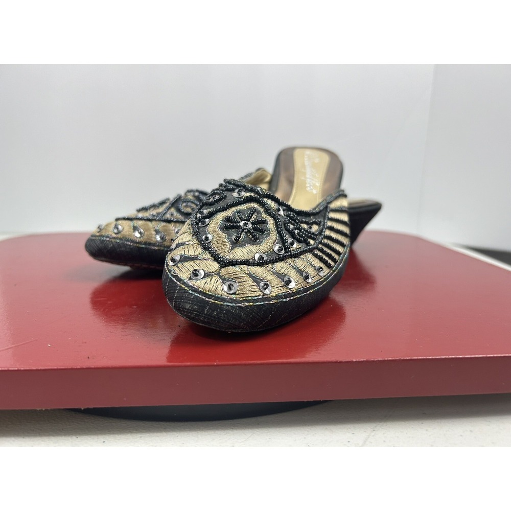 Beautiful Foot Beaded Slip On Sandals Size‎ 35 Kitten Heels